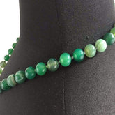 FBT - Genuine Green Stripe Agate Onyx Necklace. - FashionByTeresa